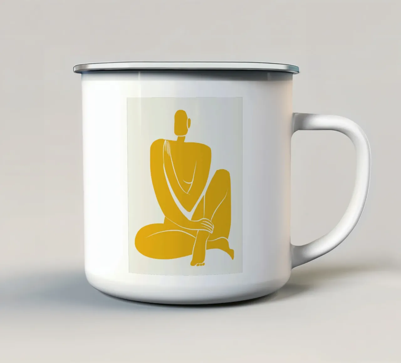 Seduta nuda in giallo pro tazza in smalto da Little Dean