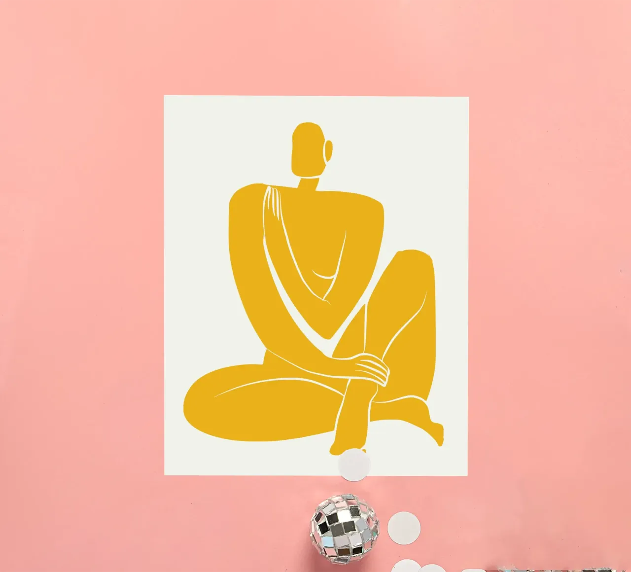 Assise nue dans une pro jaune autocollant de Little Dean
