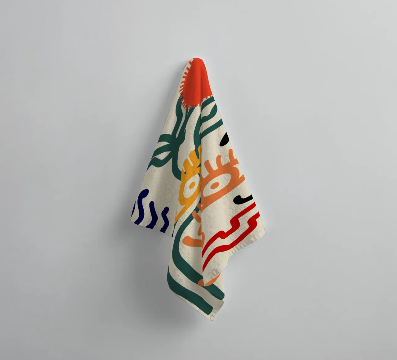 Maximalist line art towel by Little Dean