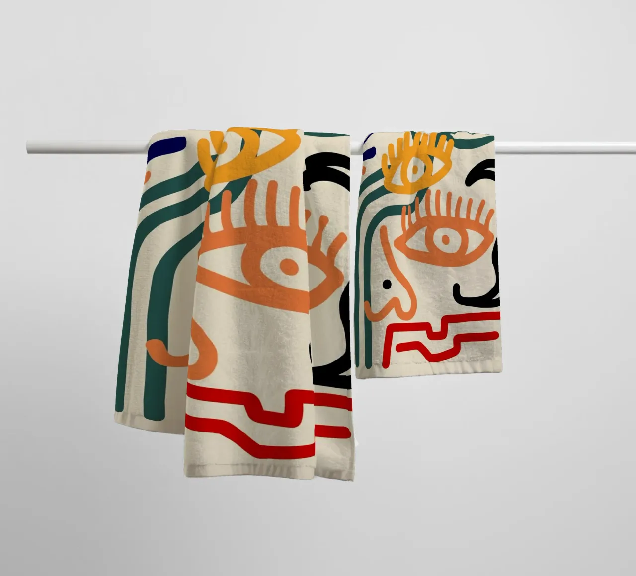 Maximalist line art towel by Little Dean