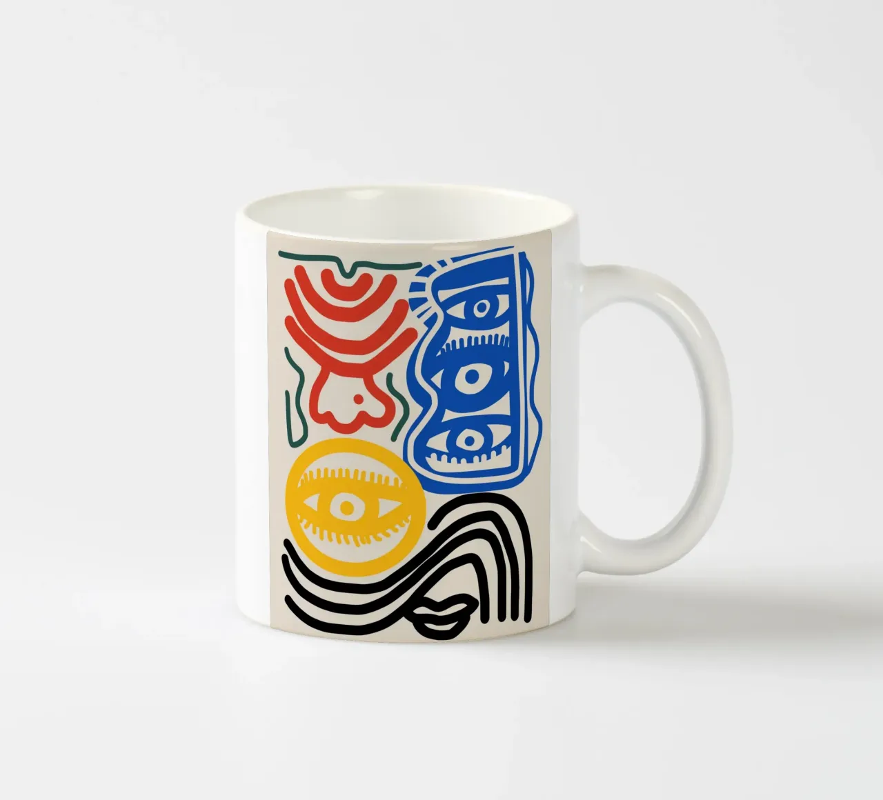 Line art massimalista 02 tazza in ceramica da Little Dean