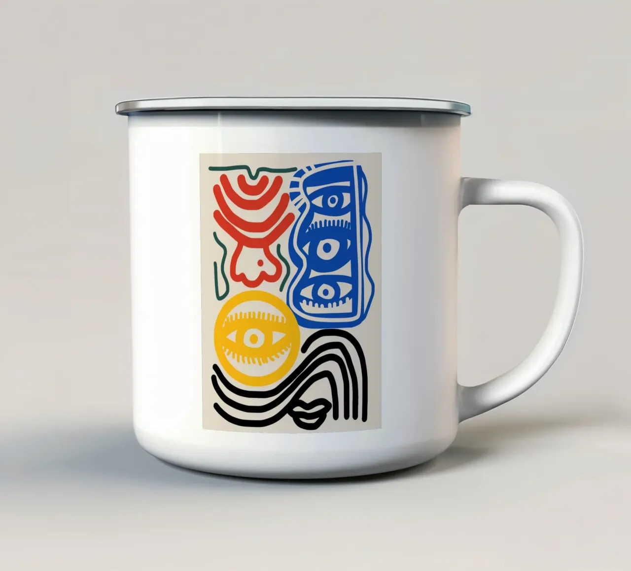 Line art massimalista 02 tazza in smalto da Little Dean