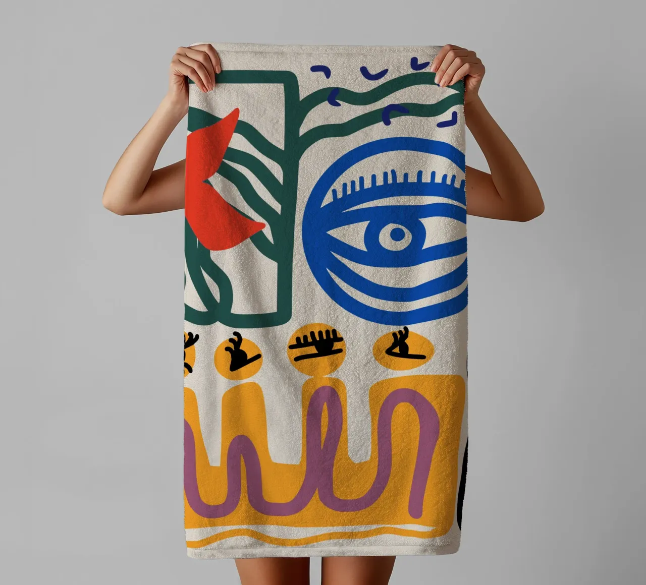 Maximalist line art 03 towel by Little Dean