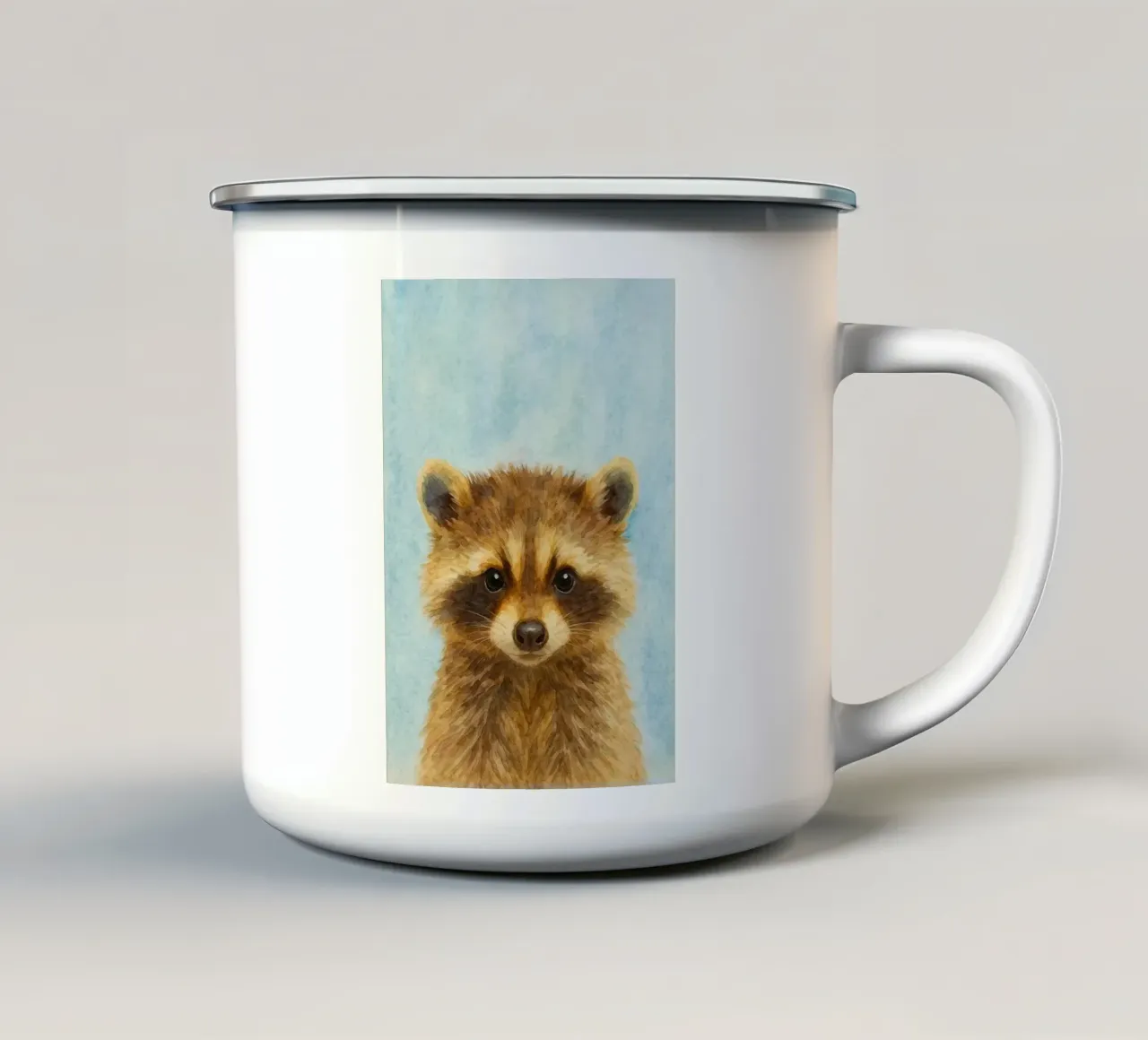 disegno di un cucciolo di procione tazza in smalto da sunflower