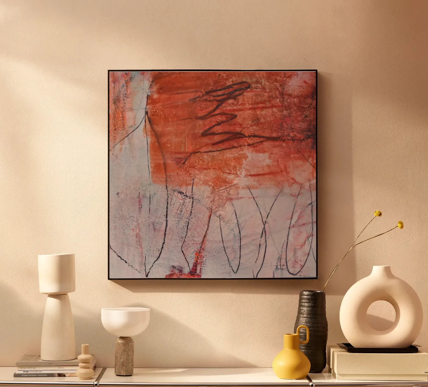 orange experiments acryl van IRIS LEHNHARDT FINE ART