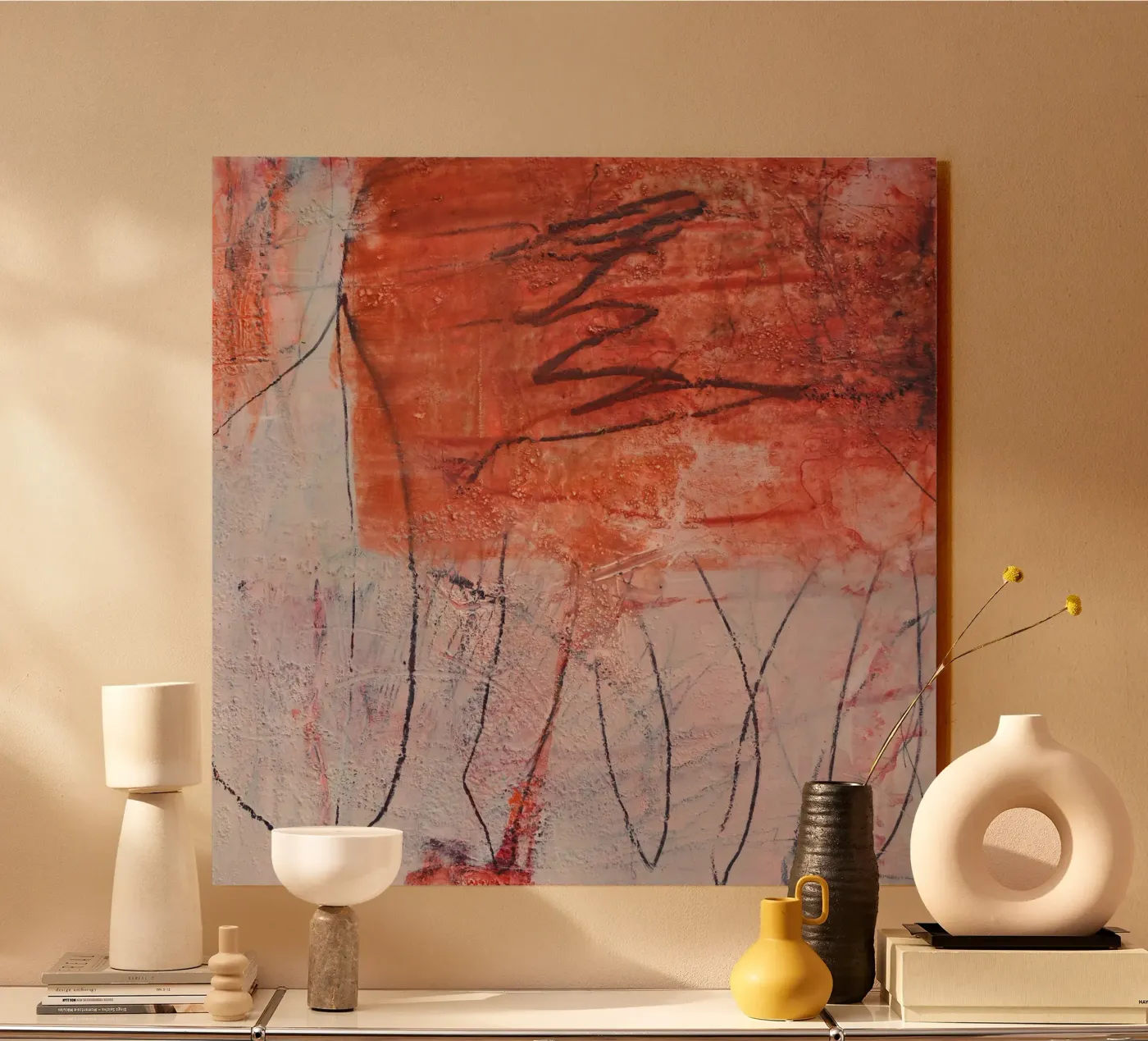 orange experiments acryl van IRIS LEHNHARDT FINE ART