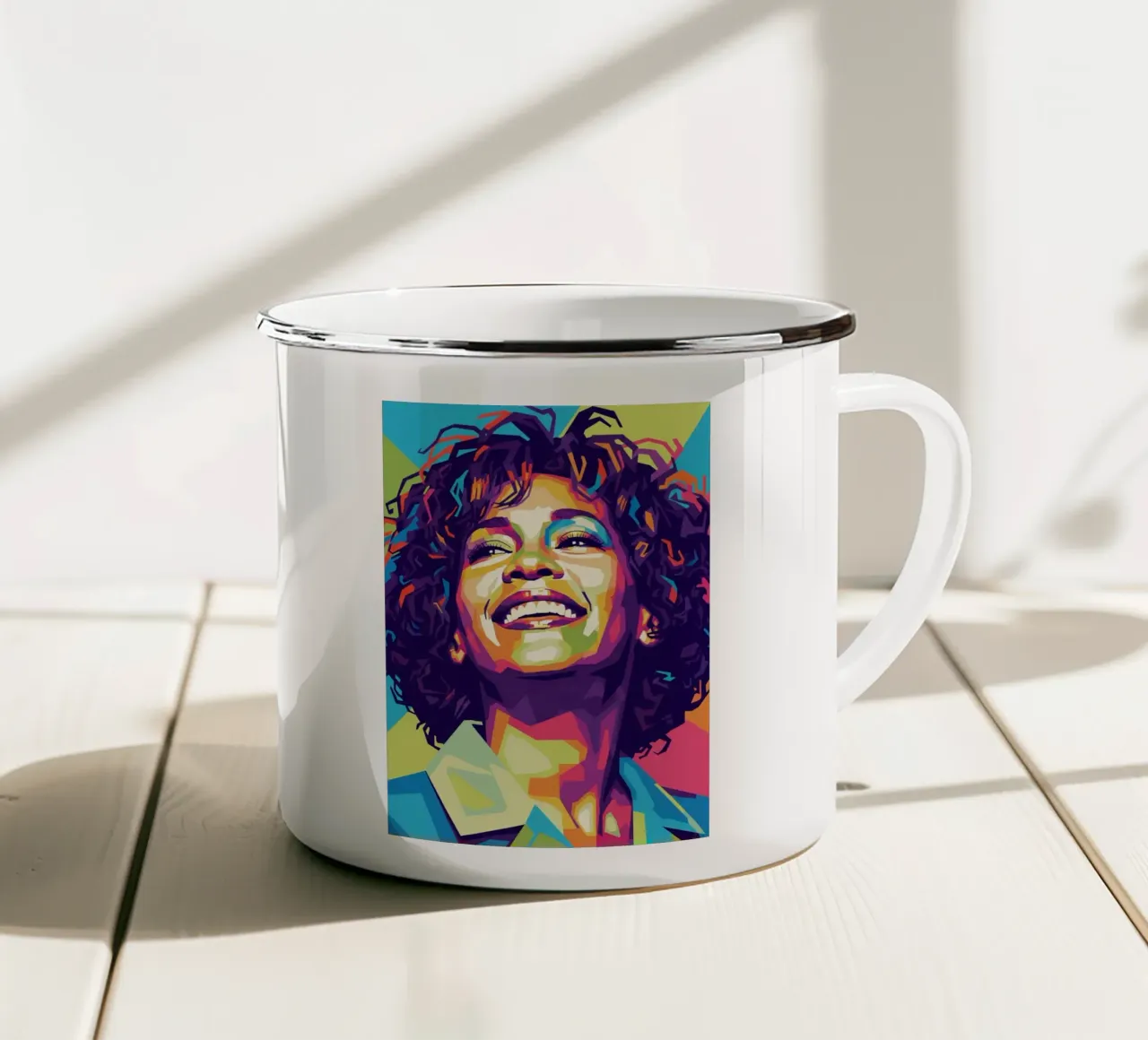 Whitney Houston pop art tazza in smalto da Hantamrata