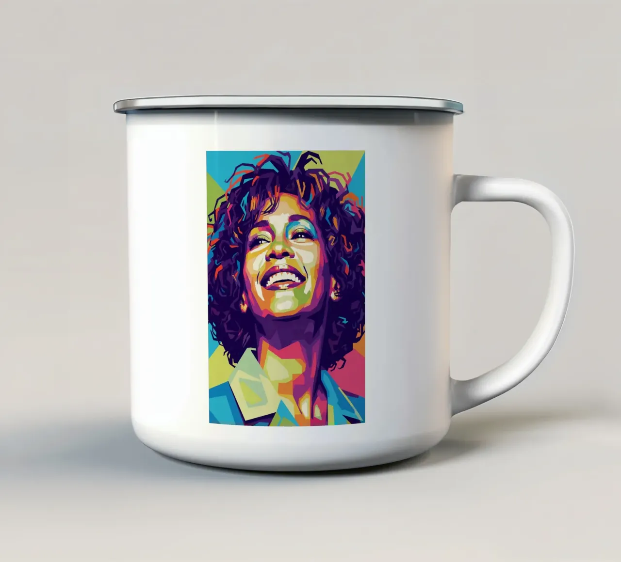 Whitney Houston pop art tazza in smalto da Hantamrata