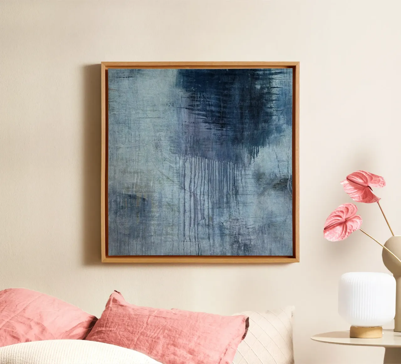 textured blue and grey tela con Cornice a cassetta da IRIS LEHNHARDT FINE ART