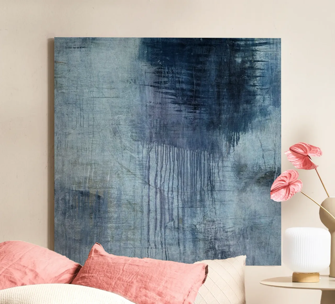 textured blue and grey tela con Cornice a cassetta da IRIS LEHNHARDT FINE ART