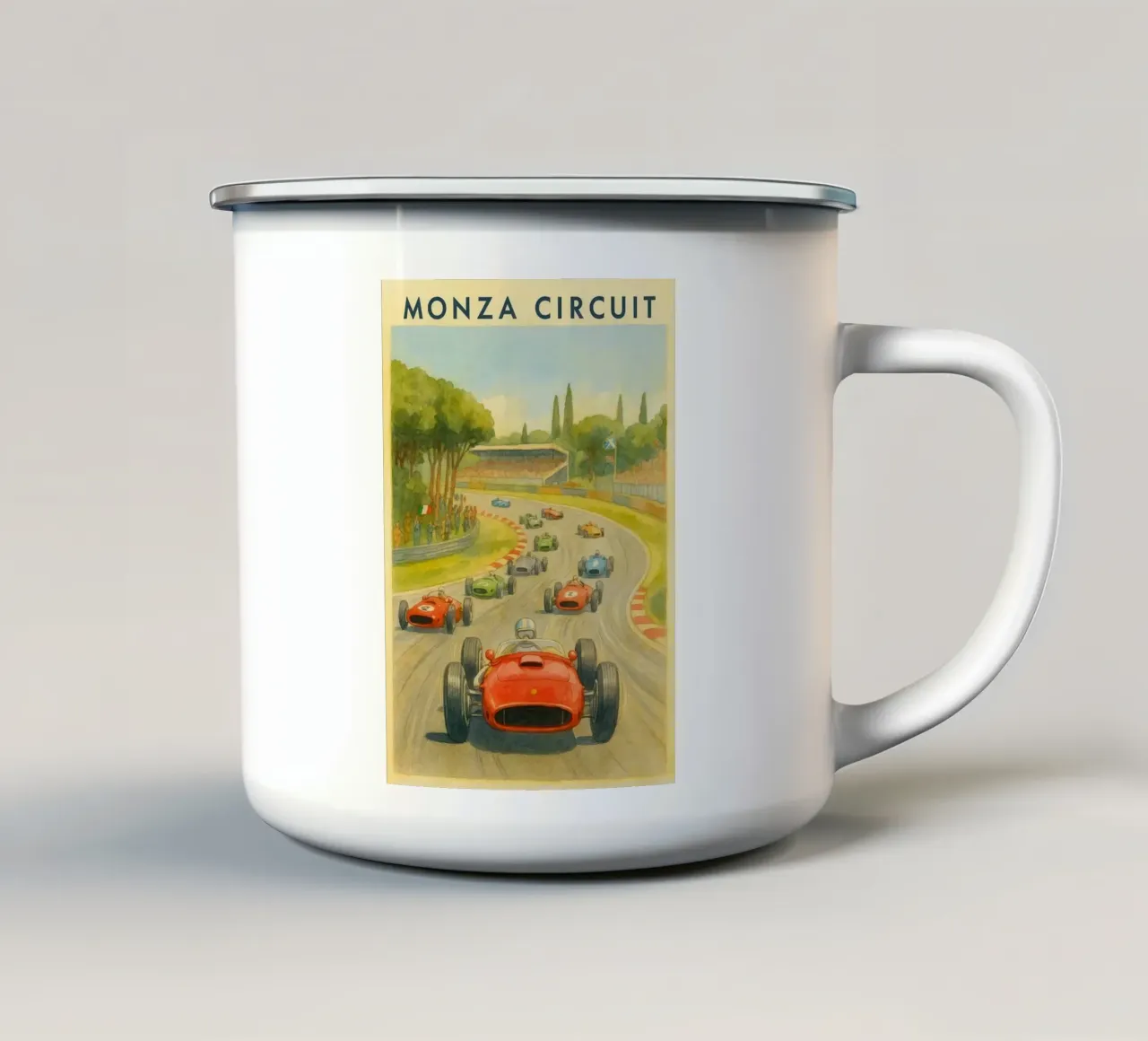 circuito di monza disegno ad acquerello tazza in smalto da orchida
