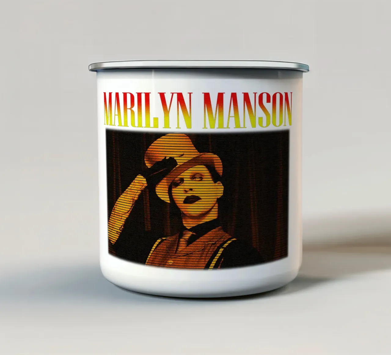 Marilyn Manson cantante classico tazza in smalto da mannys_artt
