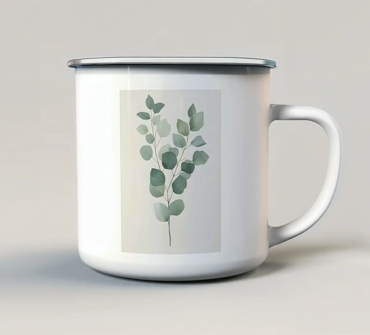 Ramo di eucalipto minimalista tazza in smalto da Botanical Gallery