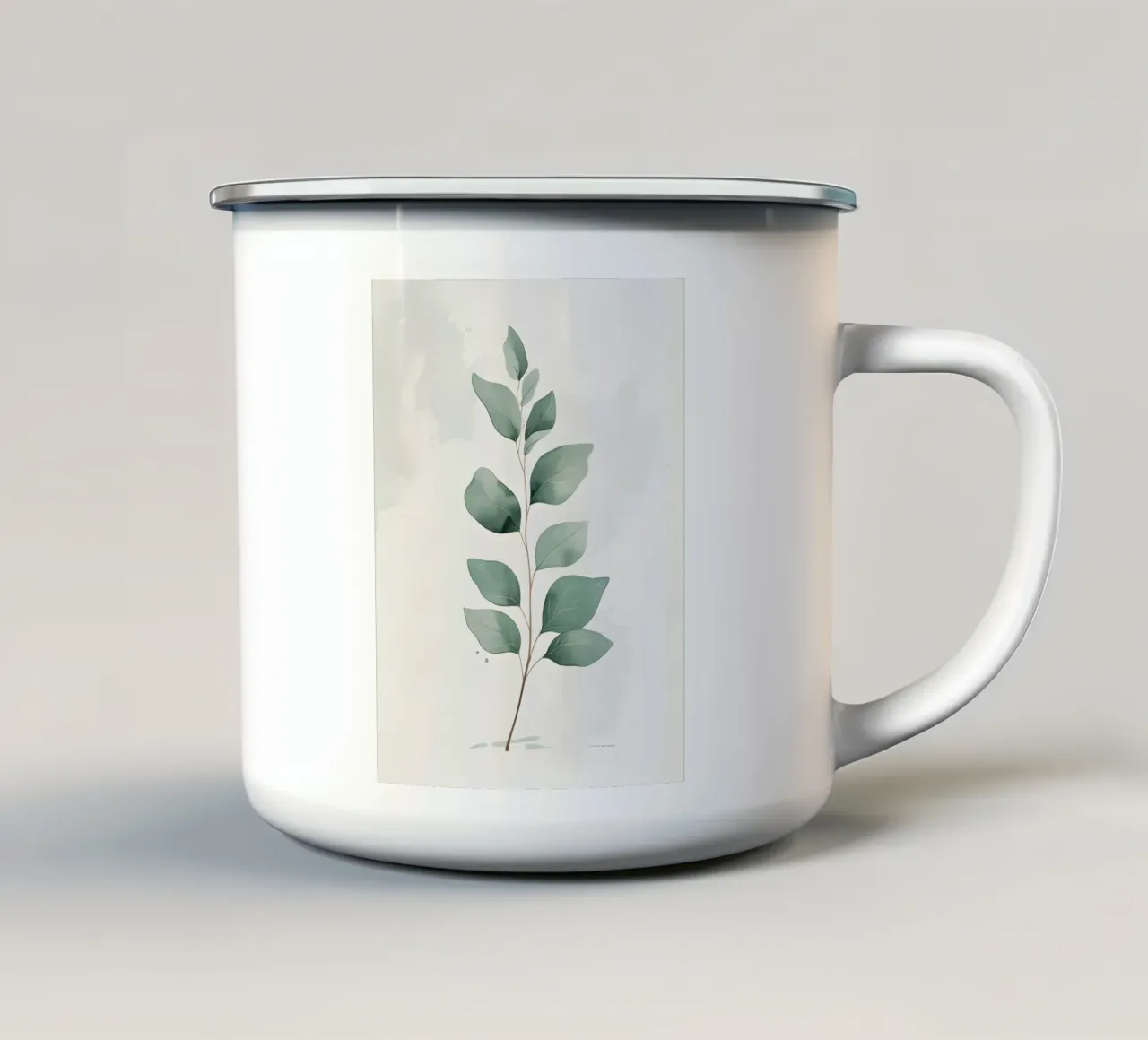 Ramo di eucalipto minimalista tazza in smalto da Botanical Gallery