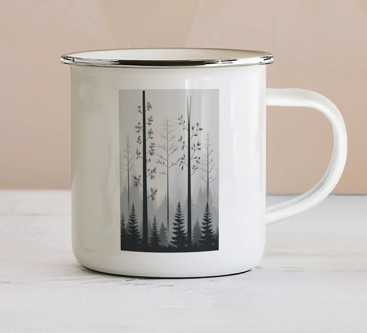 Sagoma di pineta nordica tazza in smalto da Botanical Gallery