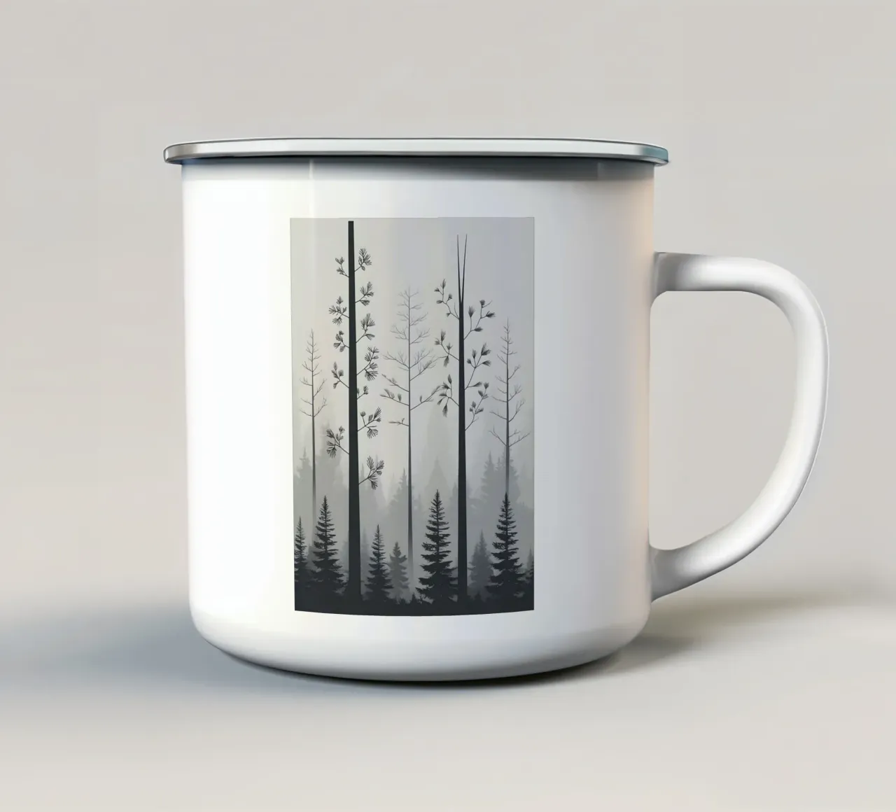 Sagoma di pineta nordica tazza in smalto da Botanical Gallery