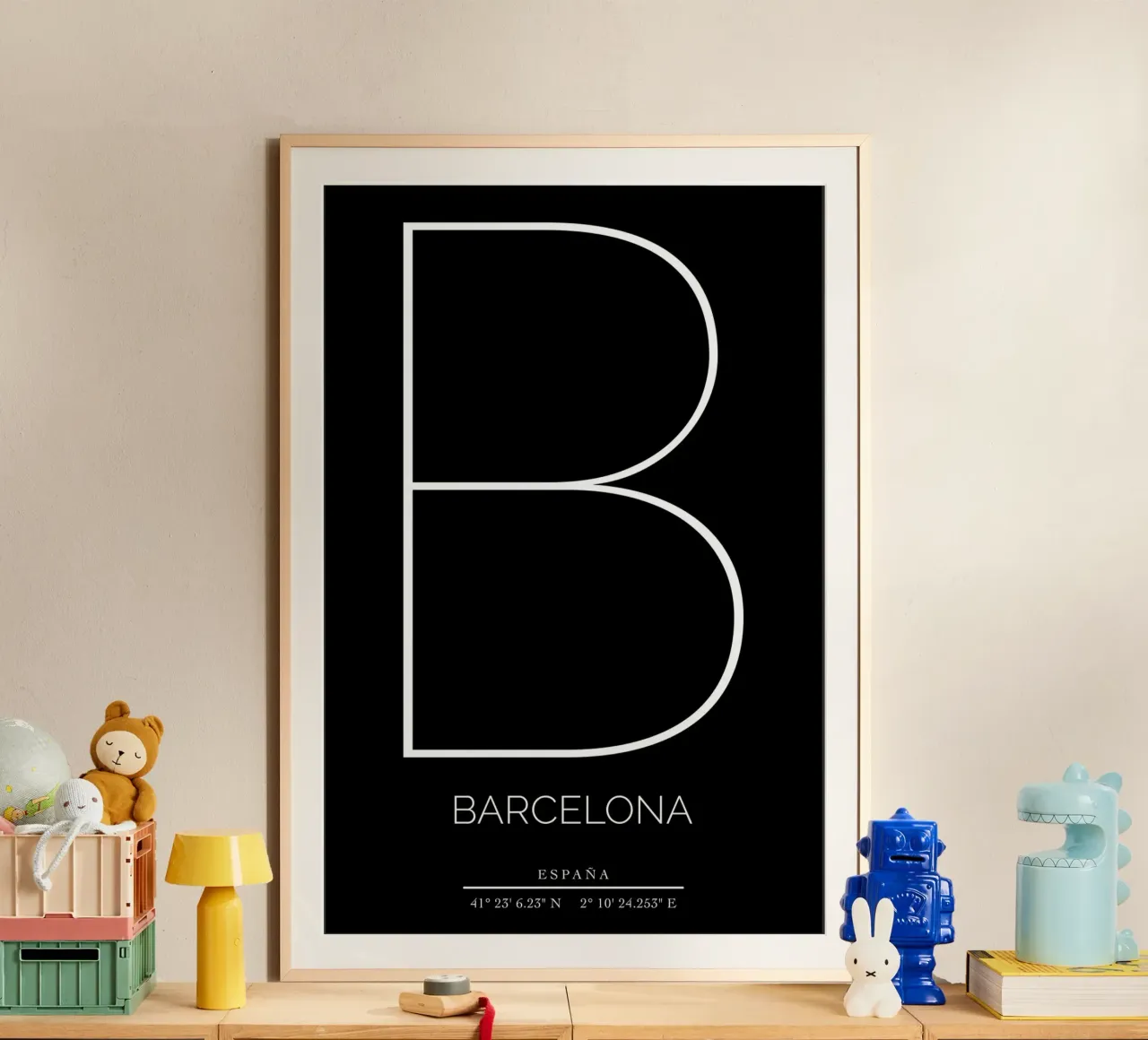 BARCELONA - nero poster con telaio in legno da CityLights