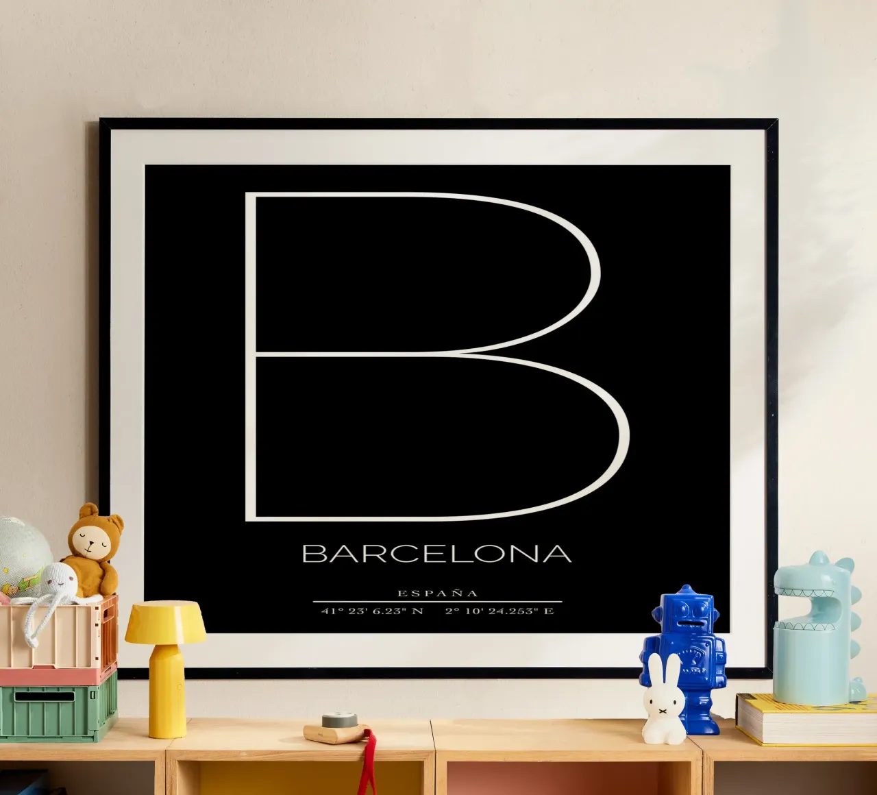 BARCELONA - nero poster con telaio in legno da CityLights