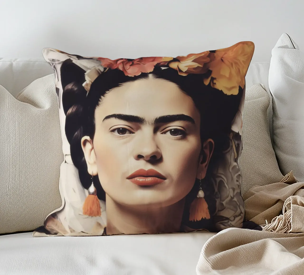 Frida Boho in stile pastello cuscino da Carinaprint