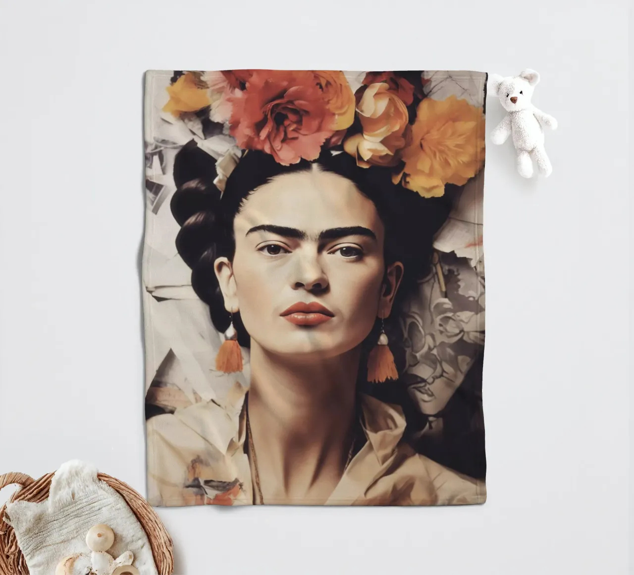 Frida Boho in stile pastello coperta in pile da Carinaprint