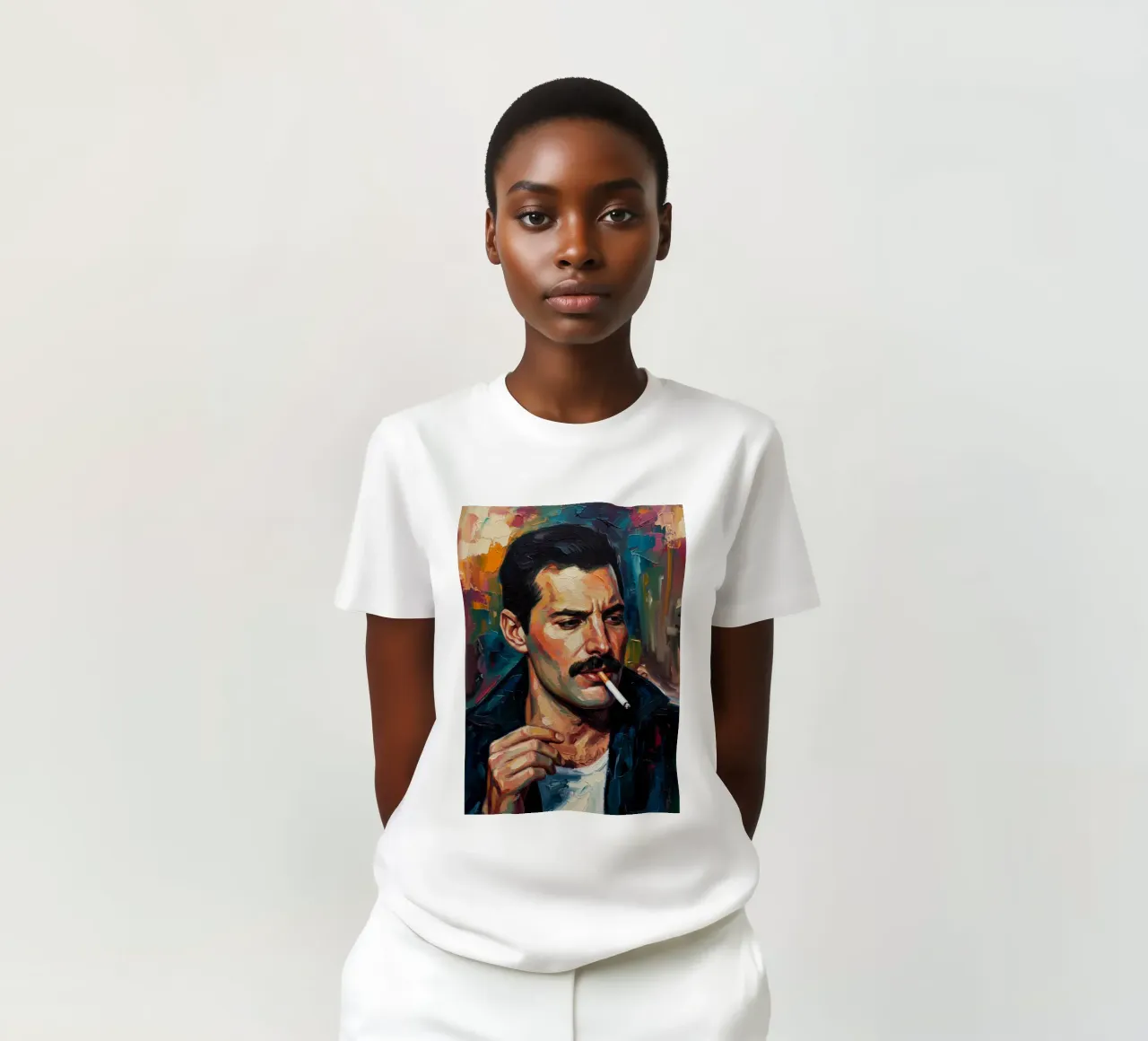 Freddie Mercury che fuma t-shirt da Lembayung art