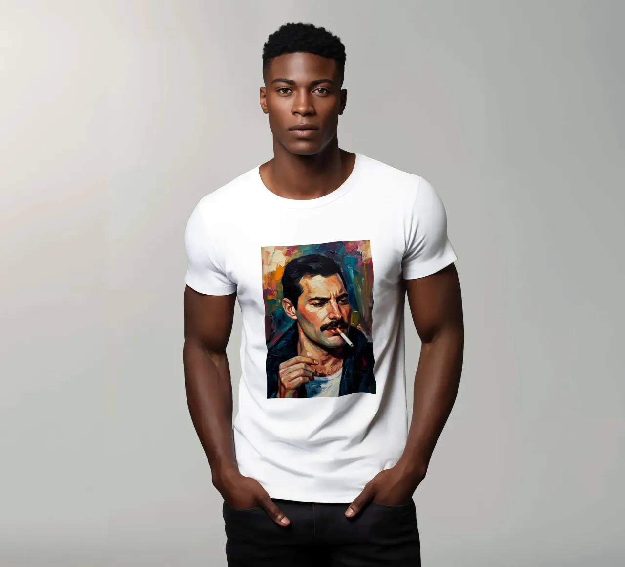Freddie Mercury che fuma t-shirt da Lembayung art