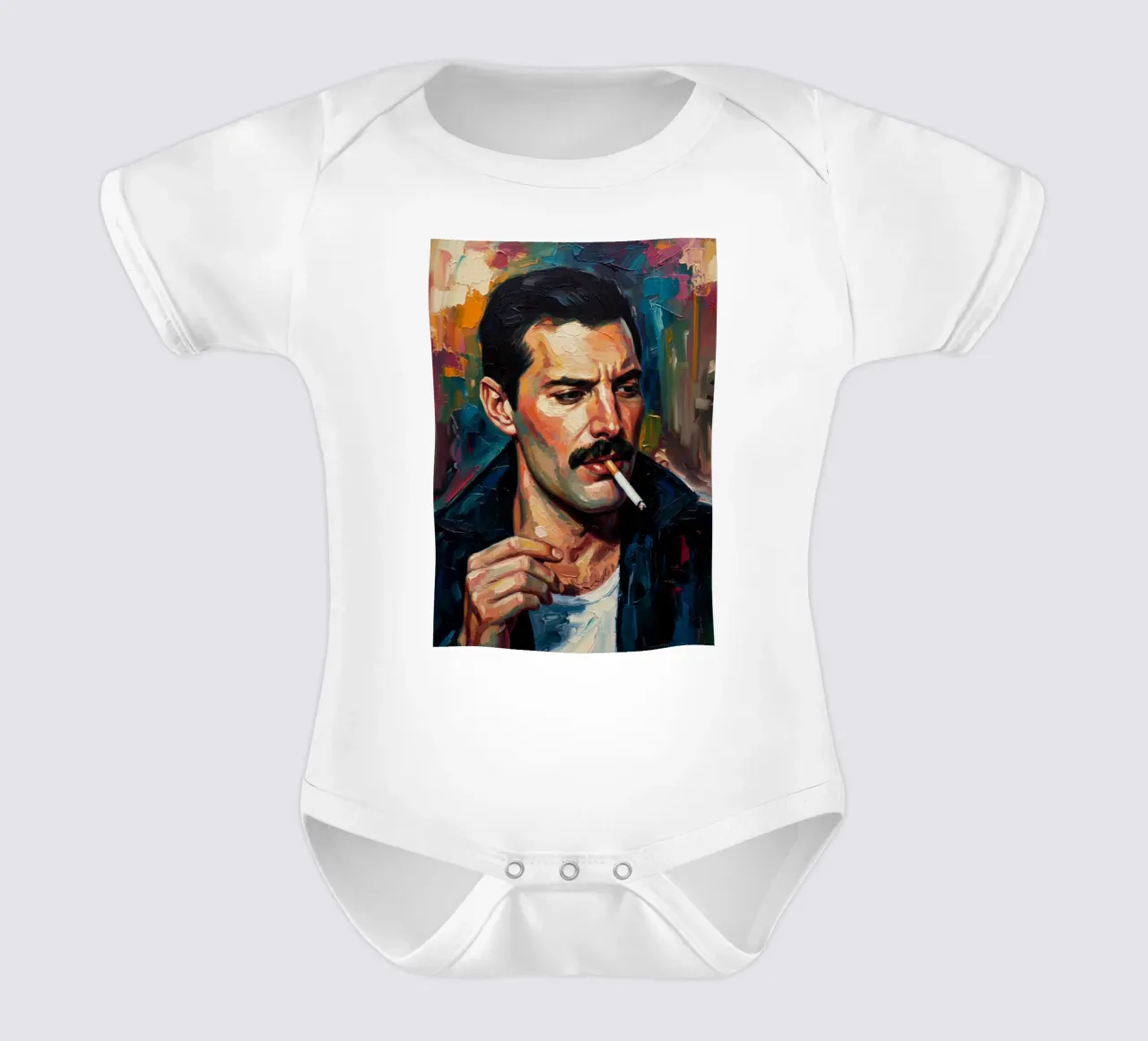 Freddie Mercury che fuma body neonato maniche corte da Lembayung art