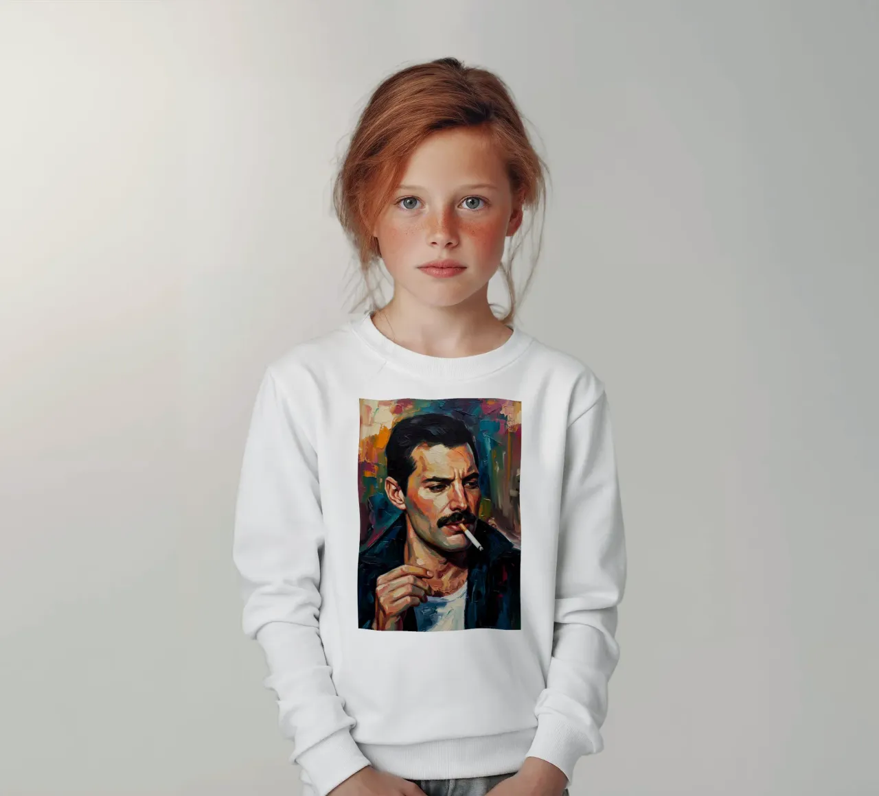 Freddie Mercury che fuma felpa bambino da Lembayung art