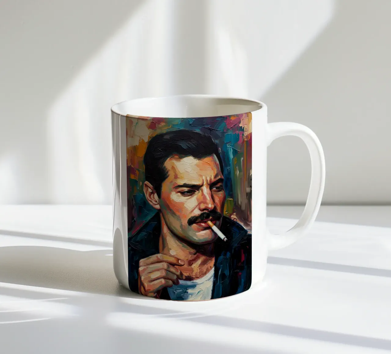 Freddie Mercury che fuma tazza in ceramica da Lembayung art
