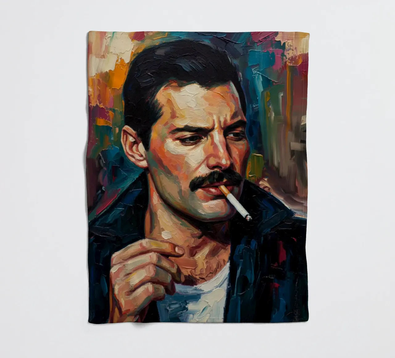 Freddie Mercury che fuma coperta in pile da Lembayung art