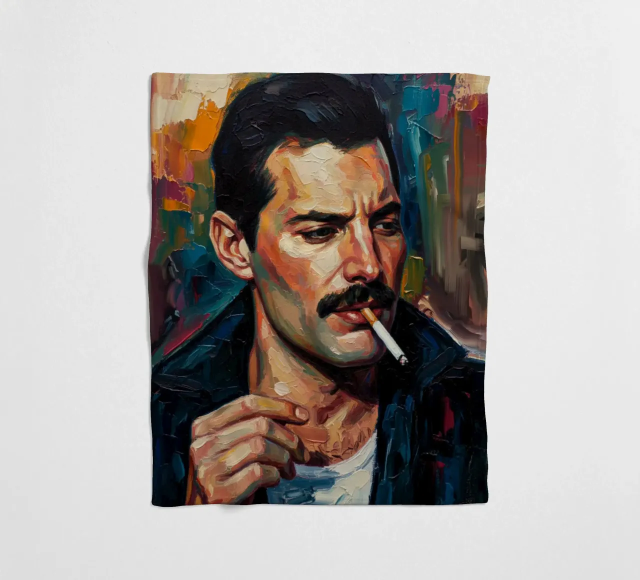 Freddie Mercury che fuma coperta in pile da Lembayung art
