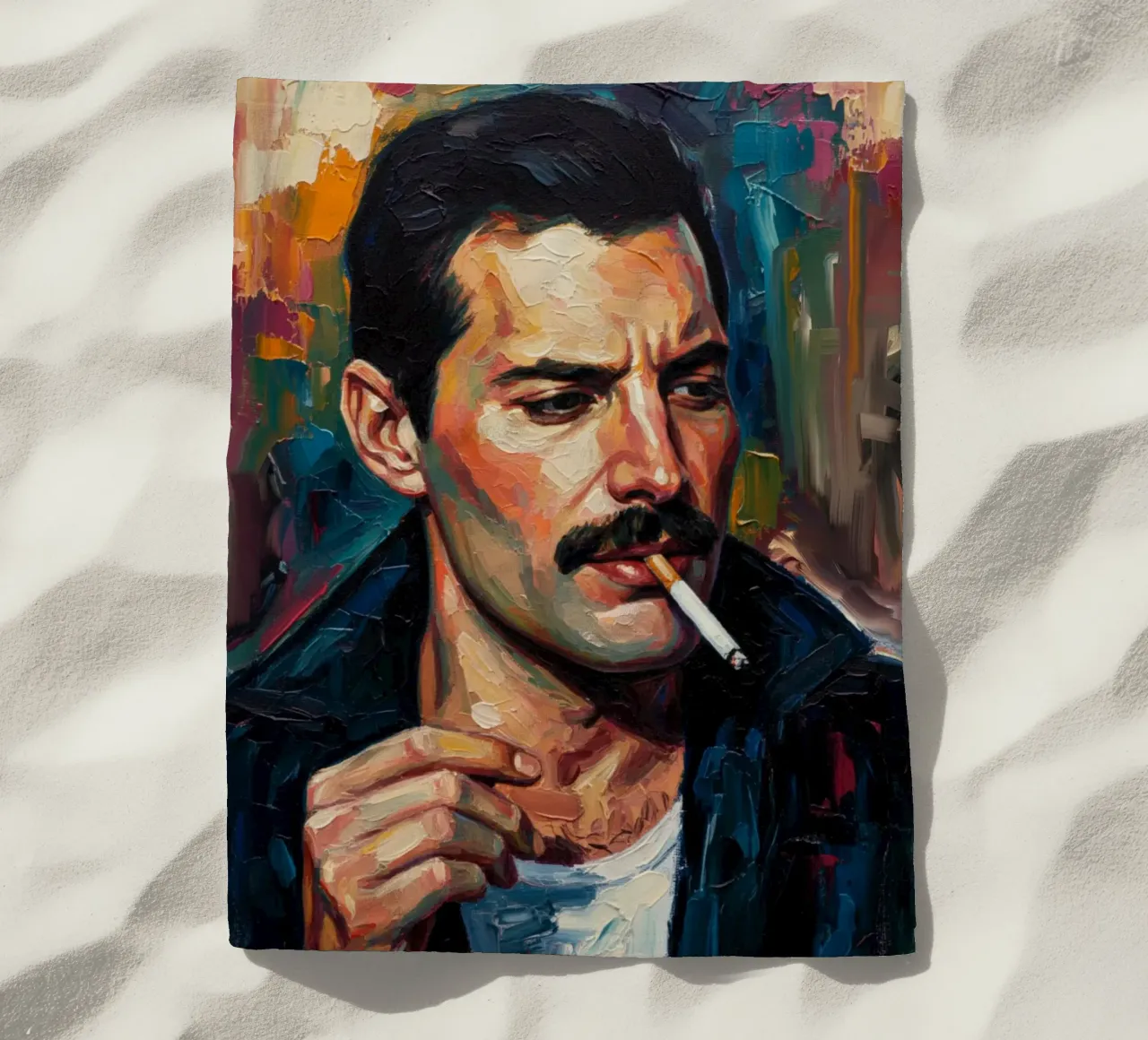 Freddie Mercury che fuma telo mare da Lembayung art