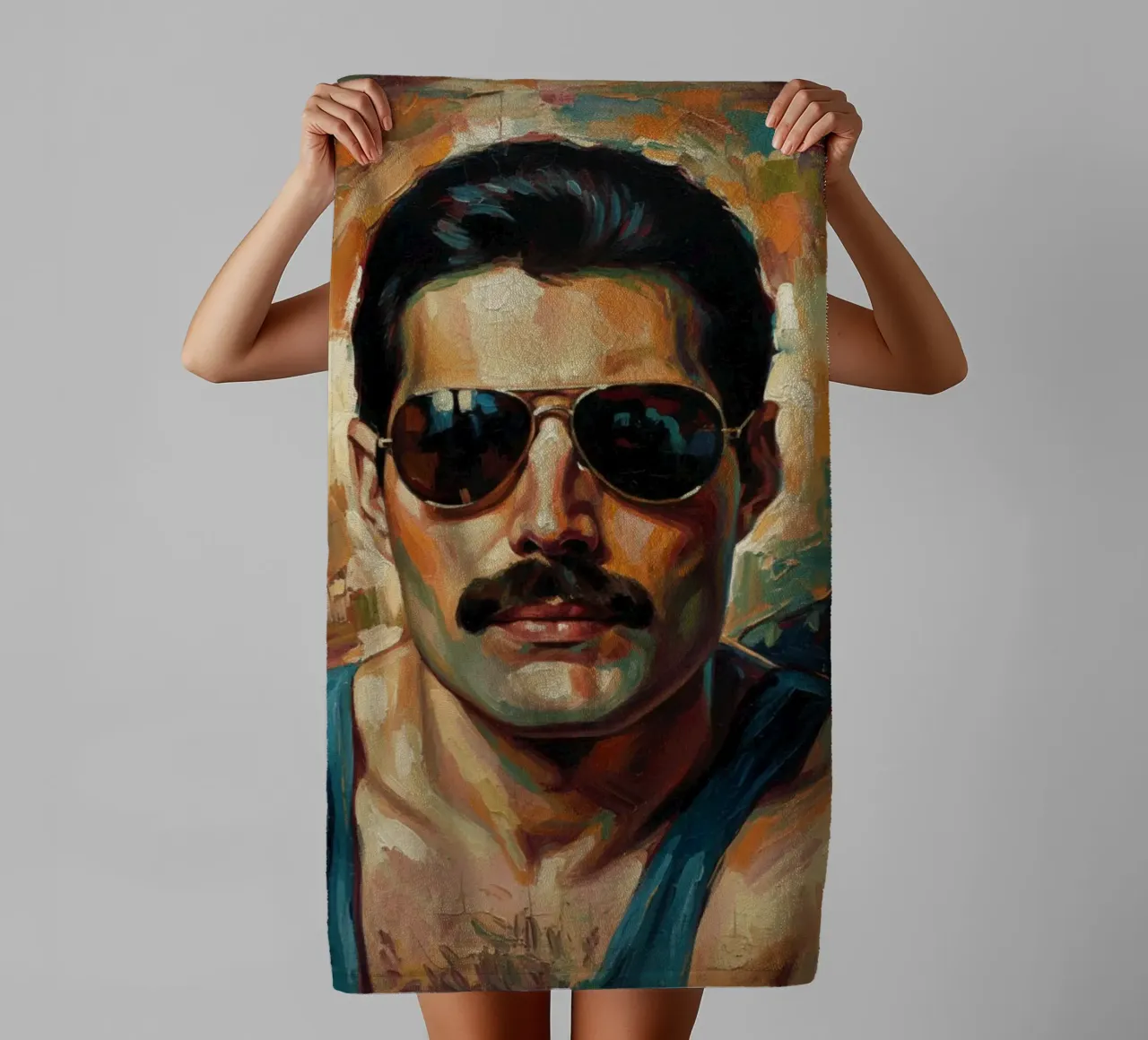 L'icona di Freddie Mercury asciugamano da bagno da Lembayung art