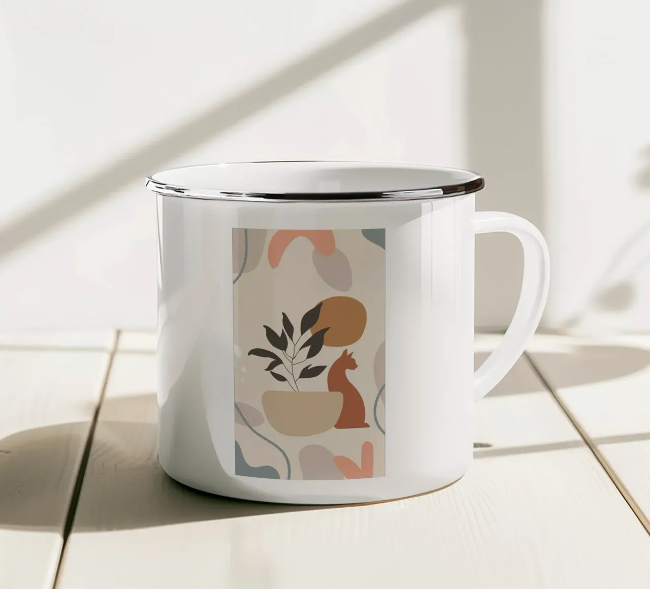 cat with vase shape tazza in smalto da Grant