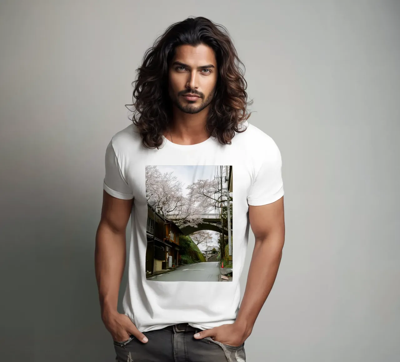 Ponte dei ciliegi in fiore in Giappone t-shirt da Marcel Bisig