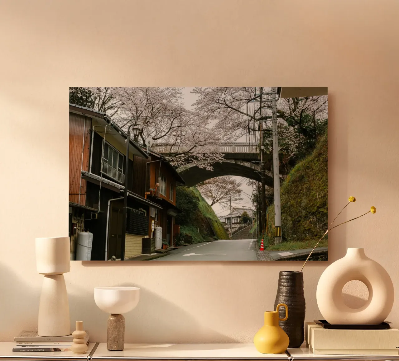 Ponte dei ciliegi in fiore in Giappone alluminio dibond da Marcel Bisig