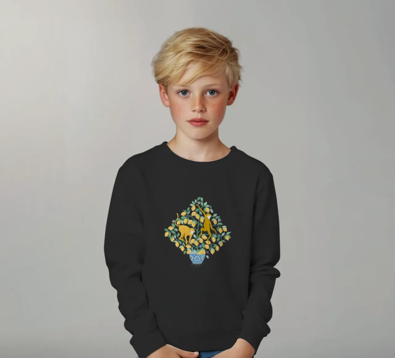 Monkeys in lemon tree felpa bambino da Vivdesign