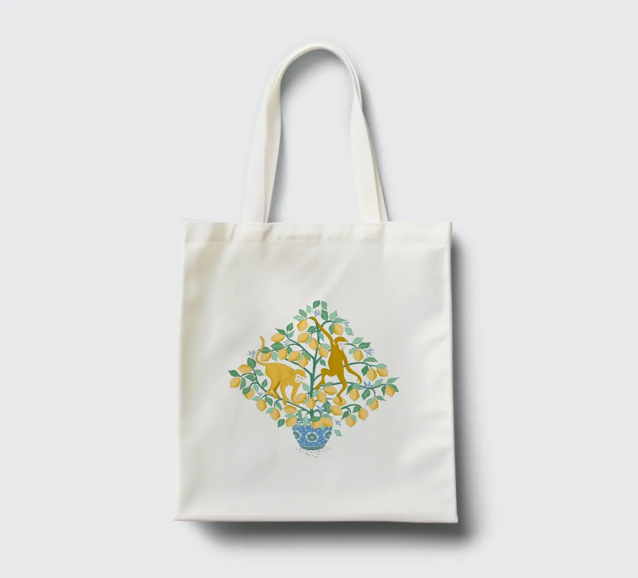 Monkeys in lemon tree borsa in juta da Vivdesign