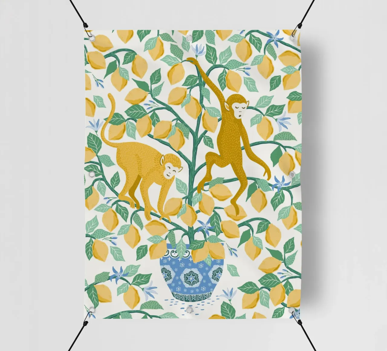 Monkeys in lemon tree telo in pvc da Vivdesign