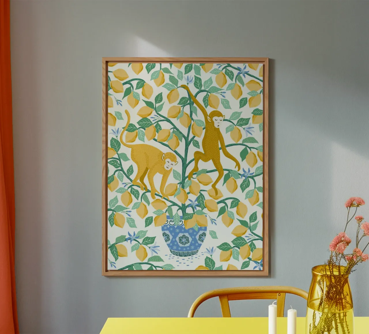 Monkeys in lemon tree alluminio dibond da Vivdesign