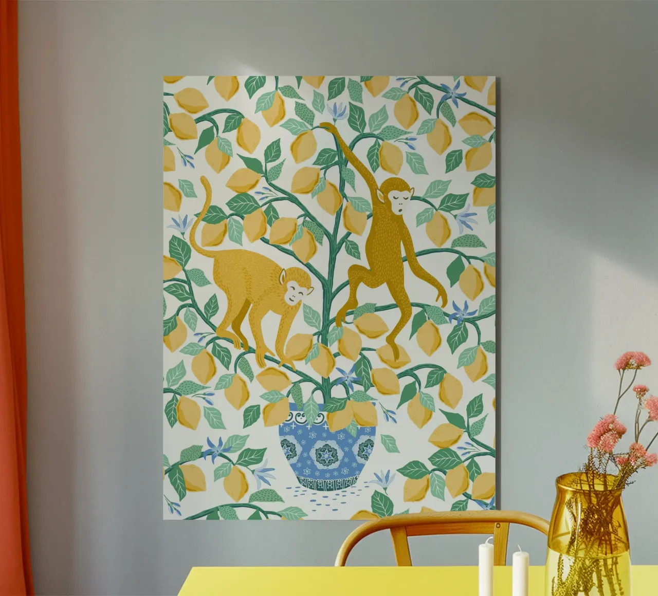 Monkeys in lemon tree alluminio dibond da Vivdesign
