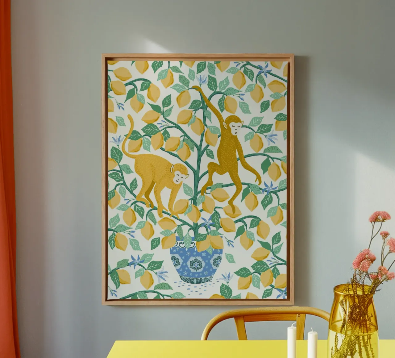 Monkeys in lemon tree tela da Vivdesign