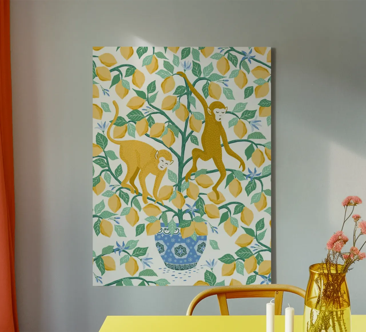 Monkeys in lemon tree tela da Vivdesign
