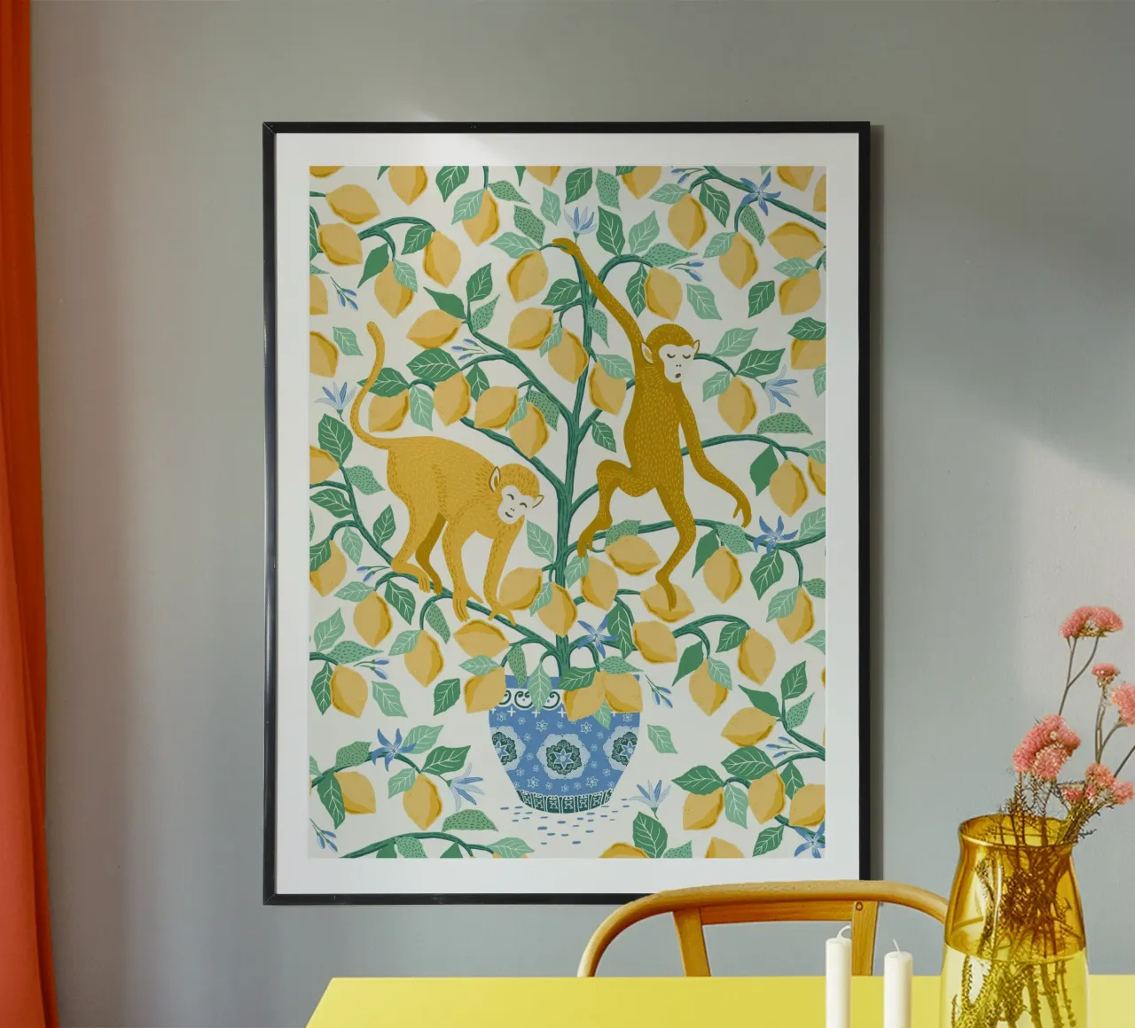Monkeys in lemon tree carta hahnemühle da Vivdesign