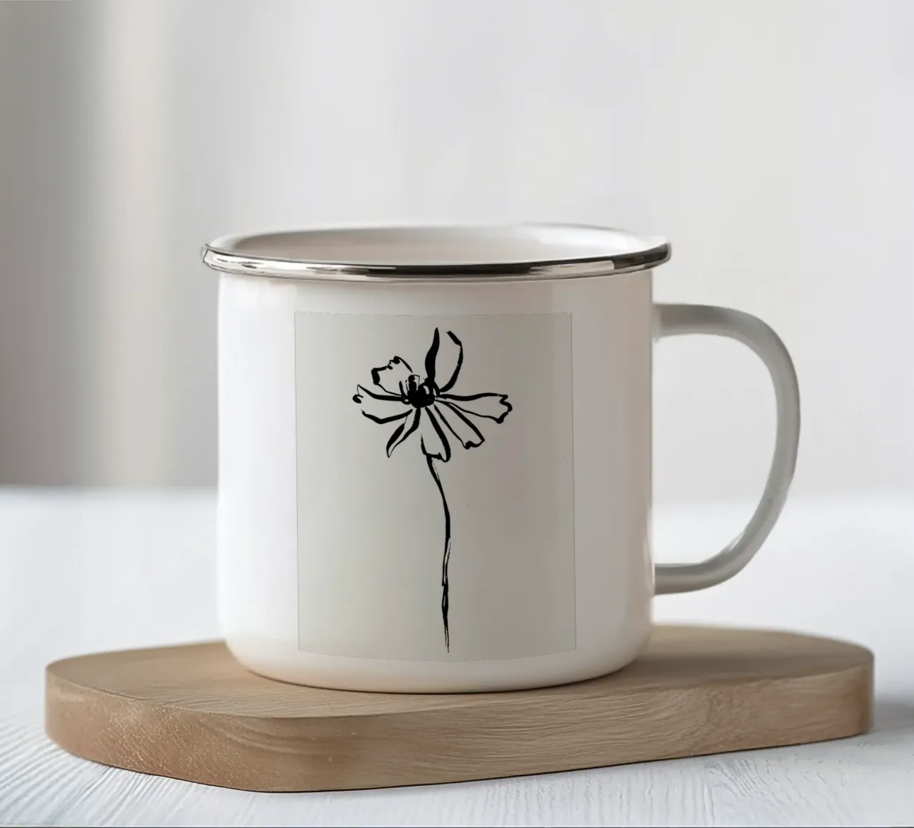 line symbol flower tazza in smalto da Grant