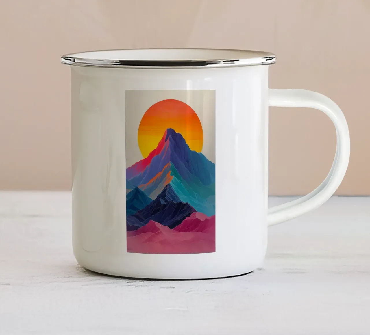 colorful gradient mountain tazza in smalto da feny