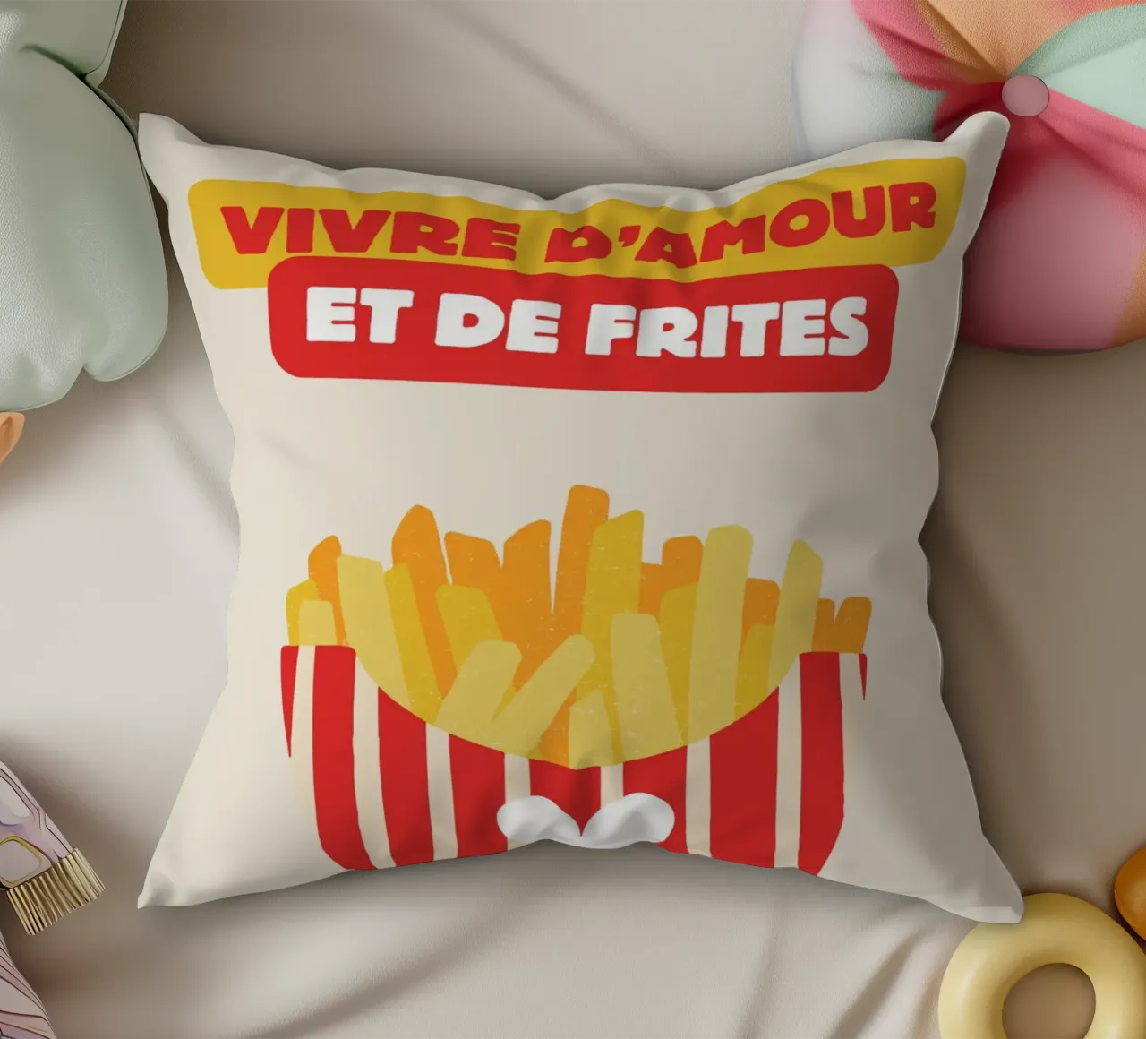 Vivre d'amour et de frites cuscino da Idées & Création