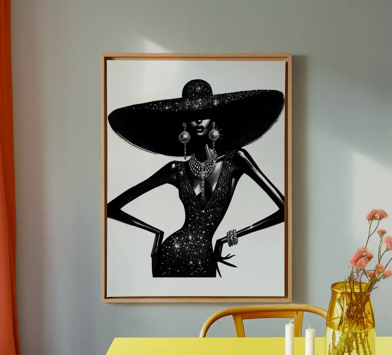 GLITZ AND GLAM PORTRAIT canvas with Floater frame by ARTOMATIC