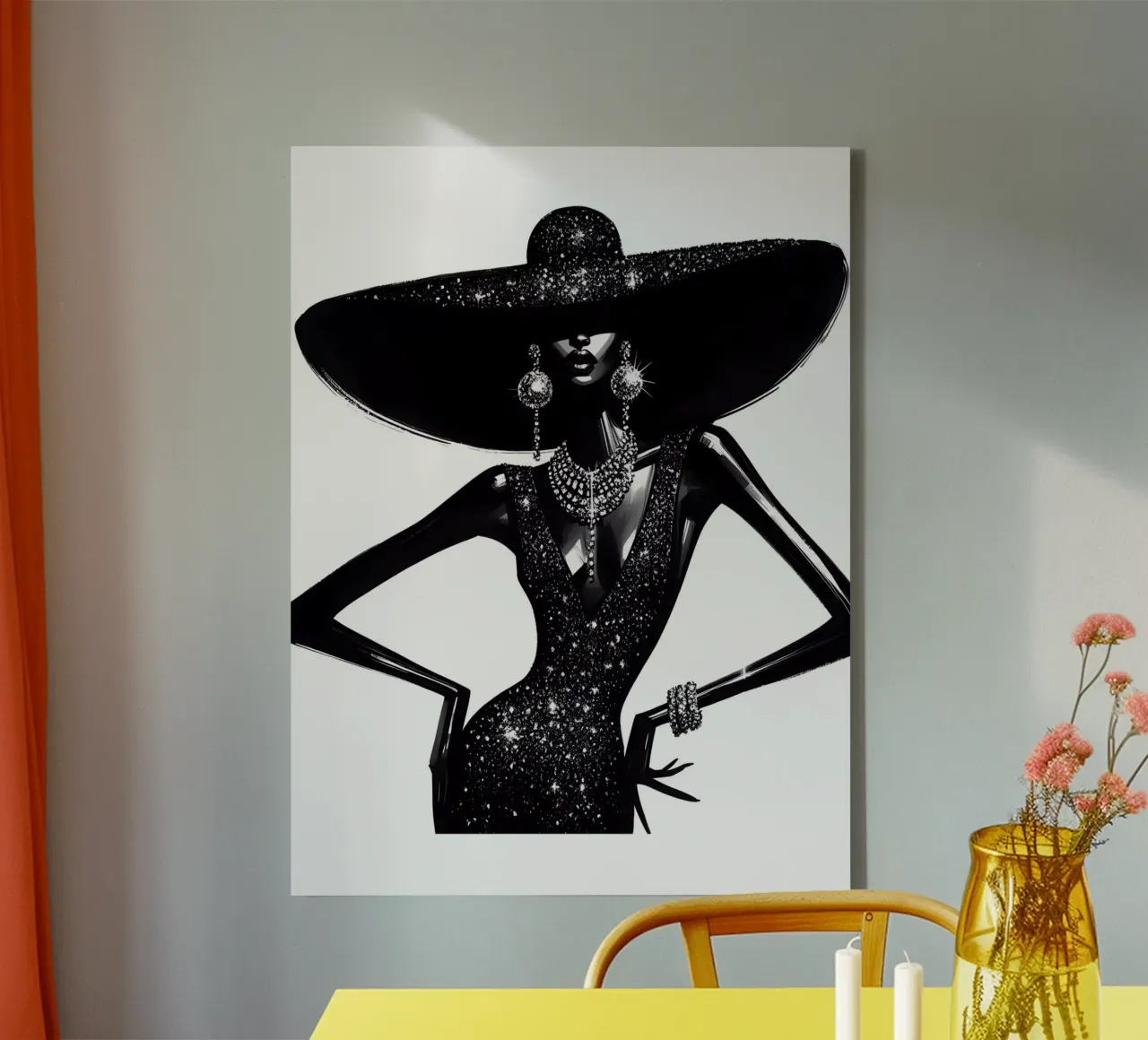 GLITZ AND GLAM PORTRAIT canvas with Floater frame by ARTOMATIC