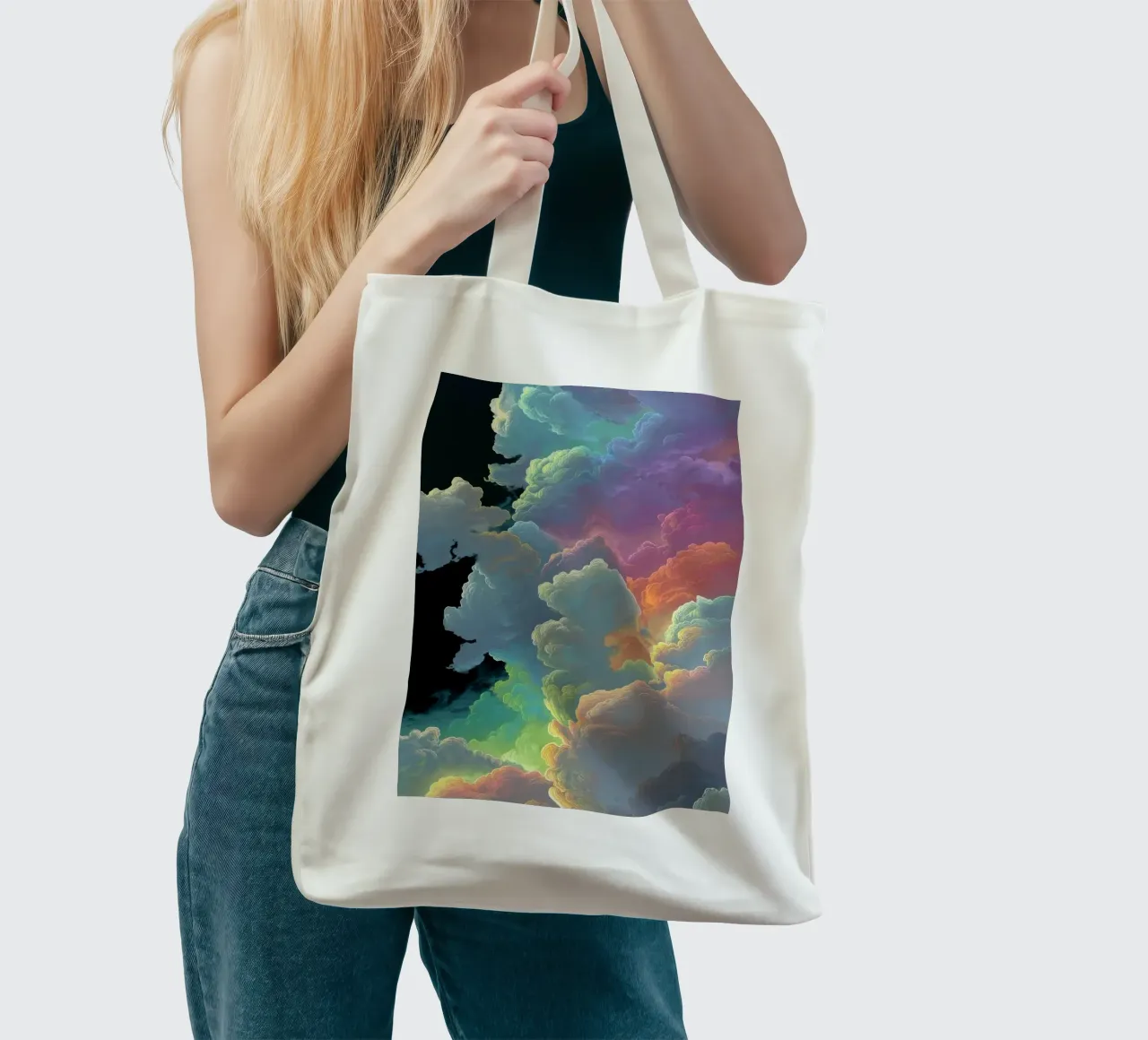 art colorful clouds borsa in juta da Keyn